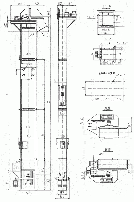 常見的TD、TH、NE斗提機標準地腳孔參數